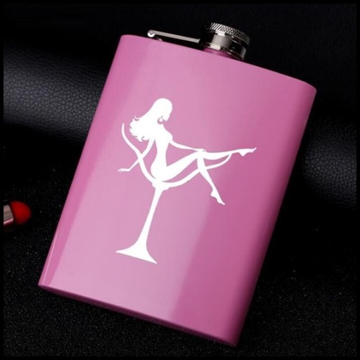 Flask de aço inoxidável rosa com impressão