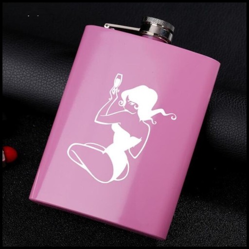 Flask in acciaio inossidabile rosa con stampa