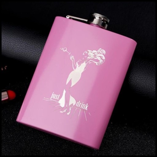 Flasque en acier inoxydable rose avec impression
