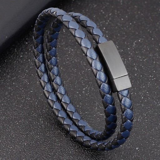 Flätat läderarmband för män