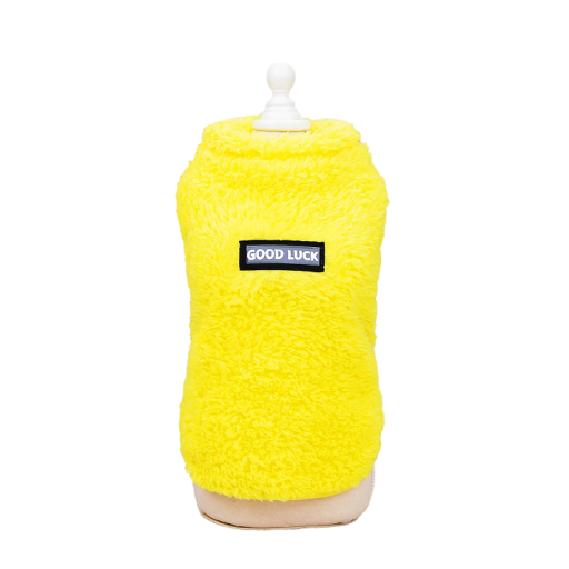 Fleece hundetøj Ensfarvet varm jakke til hunde Vintervarm sweater Isoleret fleece sweatshirt til hunde med held og lykke-inskription