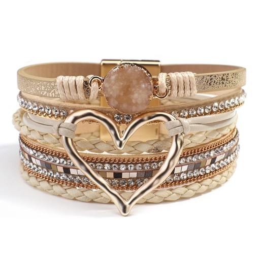 Flerlags armbånd med hjerte til kvinder