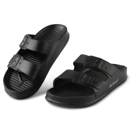 Flexibla lätta tofflor för kvinnor med ergonomisk innersula Sommarskor med två justerbara spännen Bekväma skor för hem och ute