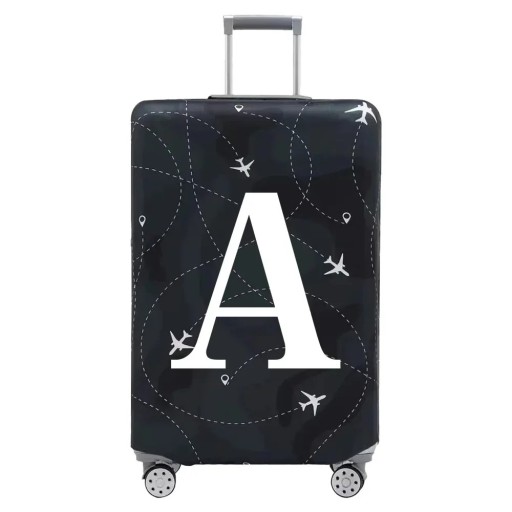 Flexible Protective Cover for Travel Suitcase with Letter Print 57–63 cm Stretch Fabric Black Elastic Luggage Cover