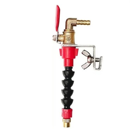 Flexible Wasser-Düse mit Halterung 6,2x13,5 cm aus Metall und ABS-Kunststoff in Schwarz-Rot zum Befeuchten von Staub von Schneidemaschinen und zur Kühlung