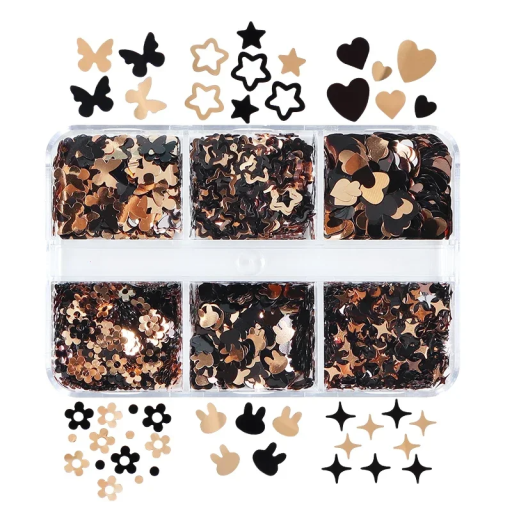 Flitry 3-4g 6 różnych kształtów Lśniące cekiny do zdobienia Paznokci DIY Sztuka Dekoracje Odzież Wytwarzanie biżuterii Ręczne tworzenie