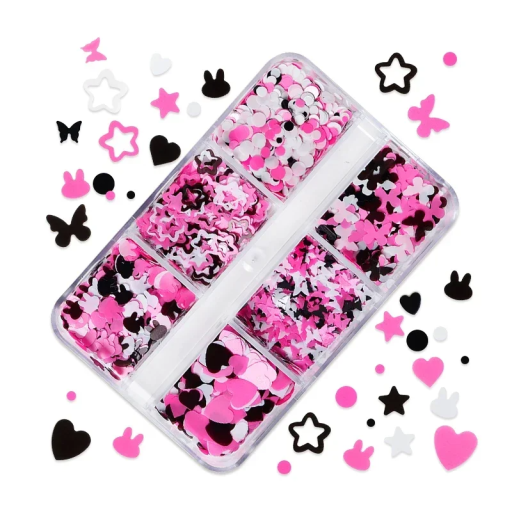 Flitry růžové černé bílé 3–4g Různé tvary Dekorace na nehty Ozdoby na karty Šití Scrapbooking DIY tvoření