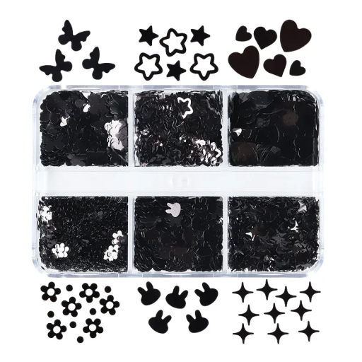 Flitter 3-4g 6 forskellige former Glitrende flitter til dekoration Negle DIY Kunst Dekoration Tøj Smykkeproduktion Håndarbejde