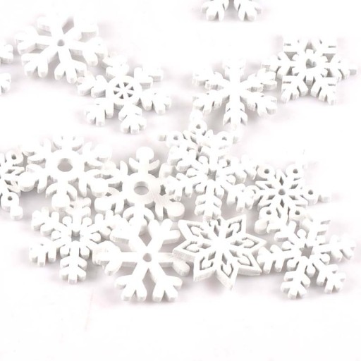 Flocons décoratifs en bois 50 pcs