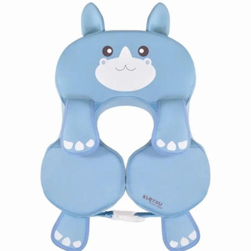Flotador de piscina infantil azul de 40 x 38 x 10 cm con diseño de hipopótamo para niños de 6 a 36 meses. Juguete acuático seguro para nadar.