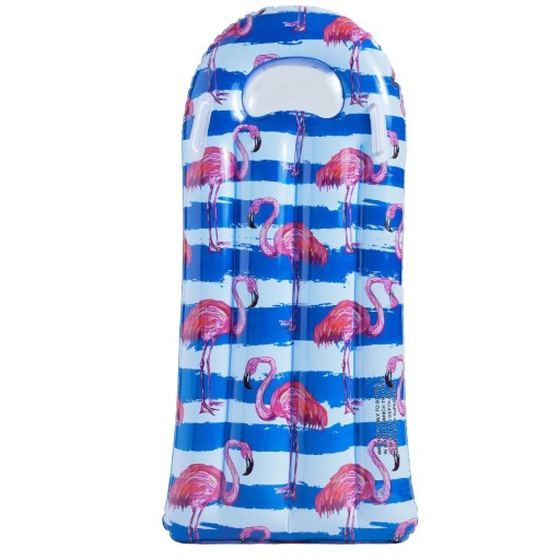 Flotador inflable para piscina 107 × 48 cm Rayado con flamencos PVC Colchón flotante para el agua Complemento inflable compacto para la relajación