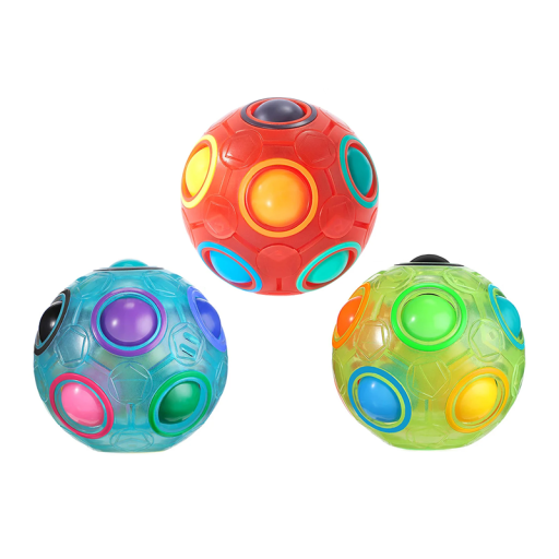 Fluorescenční antistresový puzzle míč 7 cm Duhová koule na spojování barev Relaxační hračka Stresová pomůcka ABS materiál