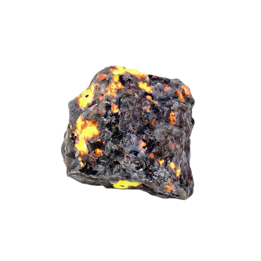 Fluoreszcens Kő Yooperlite 3–4 cm 30–40 g Természetes Ásvány Fekete-Szürke Narancssárga Hatással Gyűjtőknek és Dekorációhoz