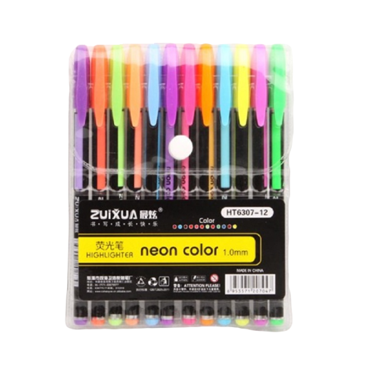 Fluoreszierender Gelstift 12 Stk