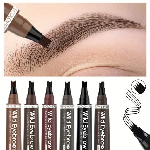 Flüssiger Augenbrauenstift 1,4 x 11 cm Wasserfest mit 4-Spitzen-Applikator Präzises Augenbrauen-Make-up Langanhaltender Halt Einfache Anwendung Augenbrauenbürste