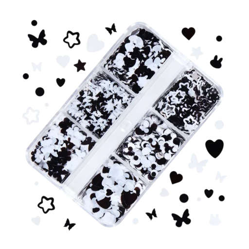 Fluturi pentru decorațiuni 3-4g Mix de culori negre și albe forme variate Decorațiuni din fluturi pentru unghii, artă, DIY, cusut, scrapbook și decorațiuni