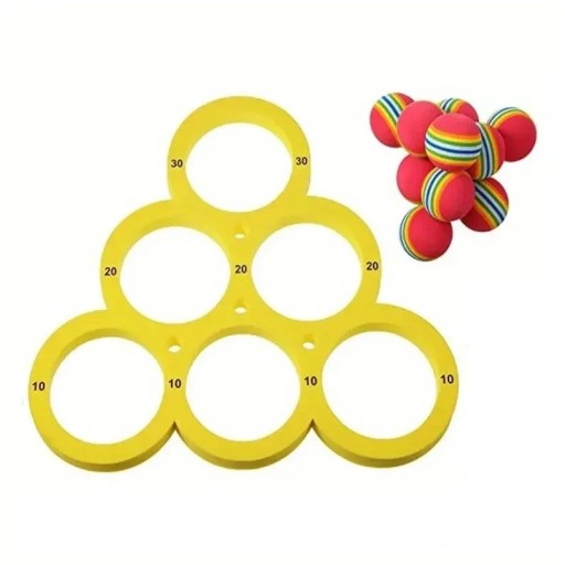 Flydende billardspil 11,3 x 12,55 cm poolvandspil med 10 bolde Ø 5 cm sommersportsvandlegetøj farverige bolde tilfældige farver