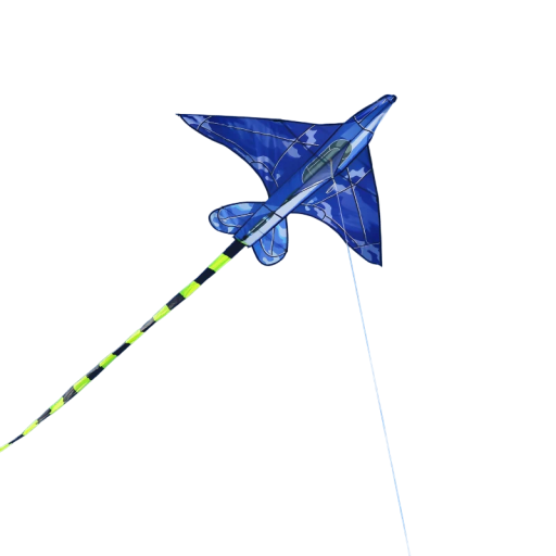 Flying Kite in the Shape of an Airplane 145 x 115 cm with a Tail 280 cm Blue Camouflage Pattern Metal Frame Polyester Kite for Outdoor Fun