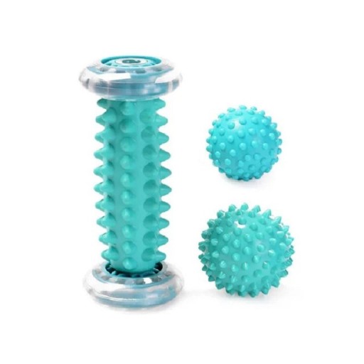 Fodmassagerulle med to akupressurmassagekugler Massagerulle med kugler til stive muskler Massagehjælpemiddel til muskelafslapning 16,5 x 7 cm