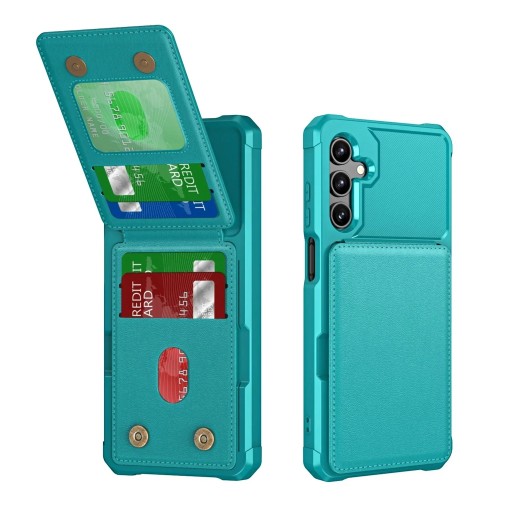Fodral för Samsung Galaxy S24 FE med utfällbart kortfack i konstläder Plånboksfodral Mobilskal med kortficka