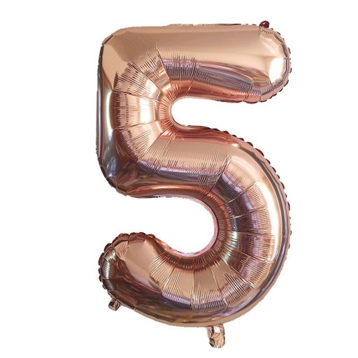 Fødselsdagsballon med roseguldtal, 80 cm