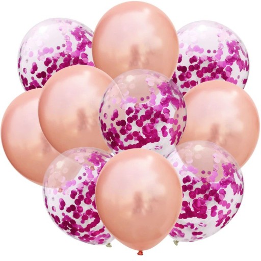 Fødselsdagsballoner med konfetti 10 stk.