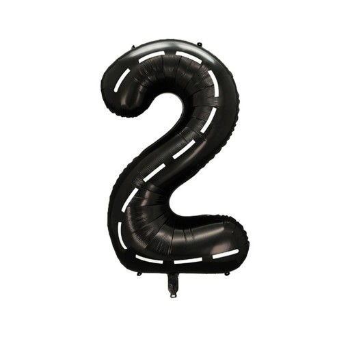 Foil Balloon Number 2 101.6 cm Road Theme Black Birthday Balloon in the Shape of a Number Decoration for Children's Birthday Party