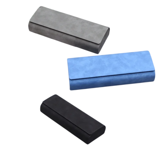 Foldable Glasses Case 15.6 x 6.1 x 3 cm Hard Protective Case Made of Artificial Leather for Sunglasses and Prescription Glasses