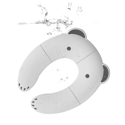 Folding Children's Travel Toilet Seat 28.5 x 35.2 cm with 4 Silicone Pads, White, Bear Design, Portable in Bag