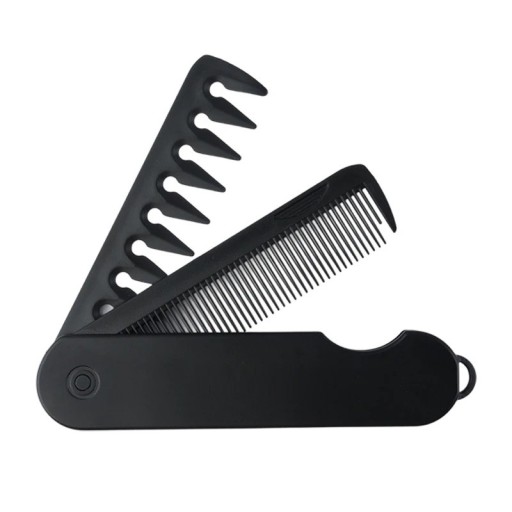 Folding Pocket Comb 22.2 x 2.8 x 2.8 cm 3-in-1 Wide and Fine Teeth Hair and Beard Grooming Practical Comb