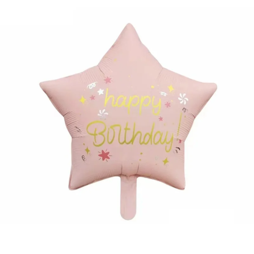 Folieballon stjerne 46 cm med teksten Happy Birthday Dekoration til fødselsdagsfest Indretning af rum Oppustelig ballon