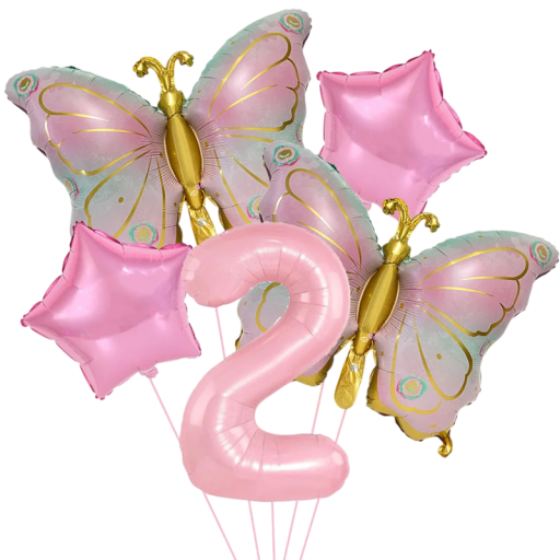 Foliën ballonnen verjaardag decoratie nummer 2 vlinder en ster foliën ballonnen roze gouden feestdecoratie voor de viering