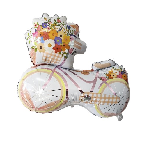 Foliér ballon cirkel med blomster 55 × 66 cm foliær dekoration hvid farverige blomster ballon til fødselsdagsfejring og festlig udsmykning