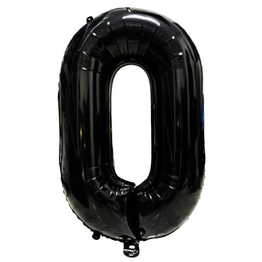 Foliobalonki numero 0 81,3 cm musta koristeellinen balonki numeron muodossa syntymäpäivä- ja juhlavalaistus