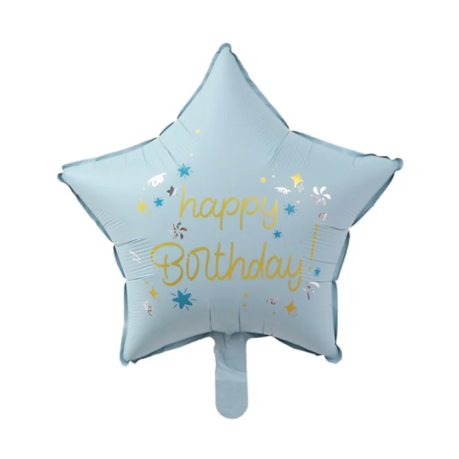 Fóliový balonek hvězda 46 cm s nápisem Happy Birthday Dekorace na oslavu narozenin Výzdoba místnosti Nafukovací balón