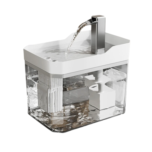 Fontaine à eau pour chats 1,5 l avec filtre et pompe silencieuse Alimentation automatique 4 modes de débit 12 x 16,5 x 11,5 cm