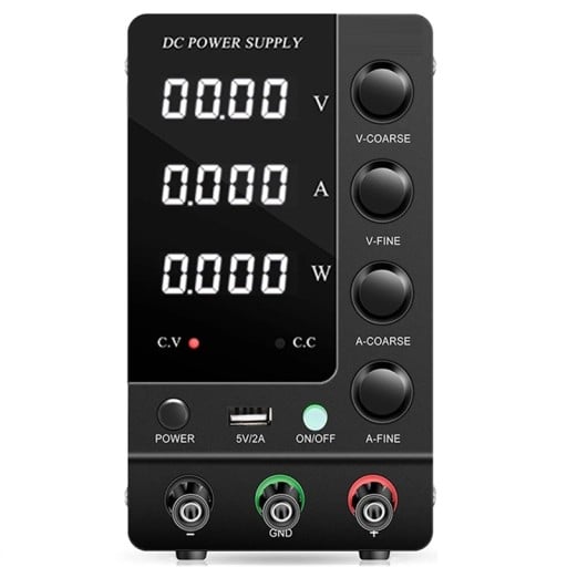 Fonte de Alimentação Laboratorial 32V 6A 192W DC Regulador USB-A LED Display Estabilização de Tensão Proteção contra Curto-circuito Tomada EU