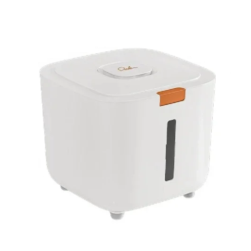 Food Container 27.2 x 27.2 x 25.5 cm White Plastic Container with Transparent Stripe and Drying Compartment Airtight Food Storage