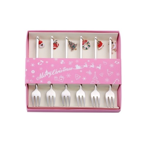 Forchette di Natale in scatola regalo 6 pz