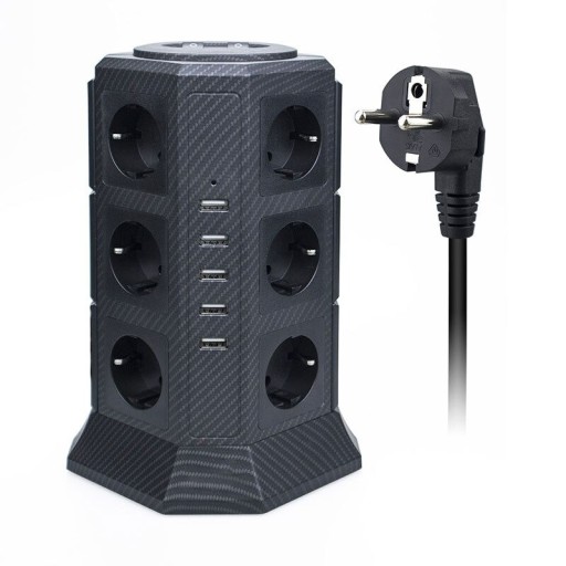 Forlængerledning 12x stikkontakt, 5x USB 2 m