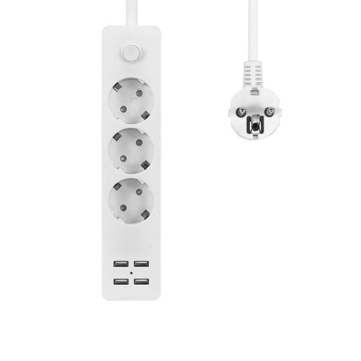 Forlængerledning 3x stikkontakt, 4x USB 1,8 m