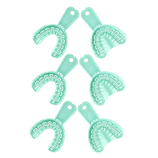 Forma de plástico para impressões dentárias 7,1 x 10,2 cm Conjunto de 6 peças 3 pares para impressões dentárias Ferramenta odontológica para modelos precisos