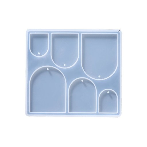 Forma de silicone 10,8 x 9,9 cm Penduricalhos Arqueados Molde para resina com buracos para argola Fabricação de joias brincos porta-chaves