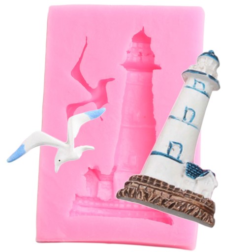 Forma de silicone farol e gaivota
