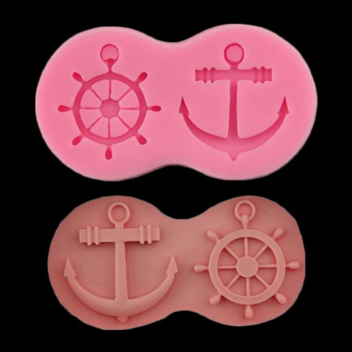 Forma de silicone leme e âncora