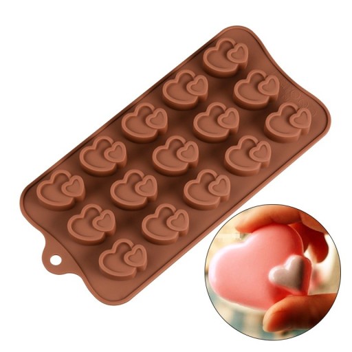 Forma de silicone para corações de chocolate
