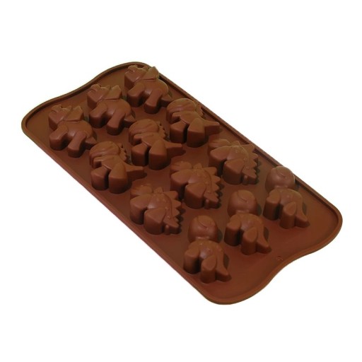 Forma de silicone para dinossauros de chocolate