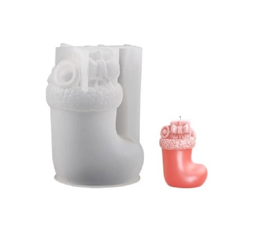 Forma de silicone para velas de Natal - Meia do Pai Natal 10,4 x 7,1 cm
