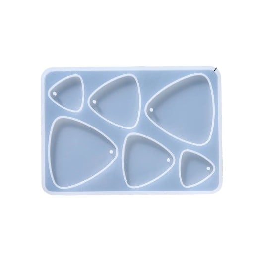 Formă din silicon 10,4 x 7,4 cm pentru pandantive triunghiulare Formă pentru rășină cu găuri pentru inel Fabricarea bijuteriilor cerceilor