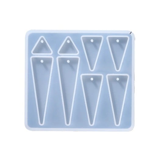 Formă din silicon 8,4 x 7,7 cm pentru pandantive triunghiulare Formă pentru rășină cu găuri pentru inel Fabricarea cerceilor bijuteriilor